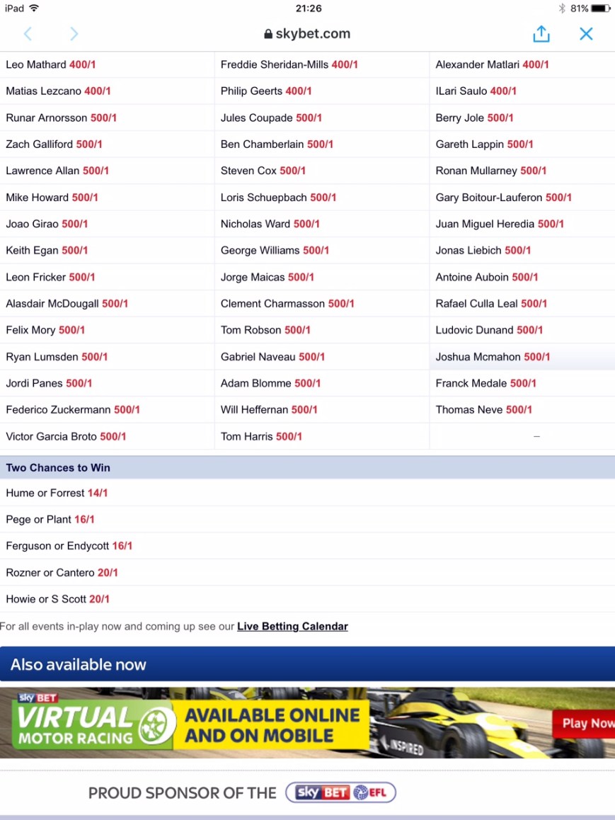 Amateur 2016 skyBET 4