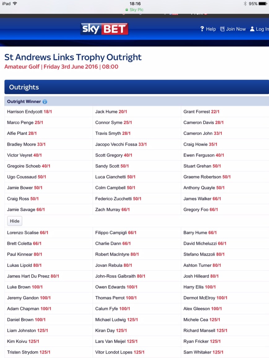 St Andrews Links 2016 SkyBET 1